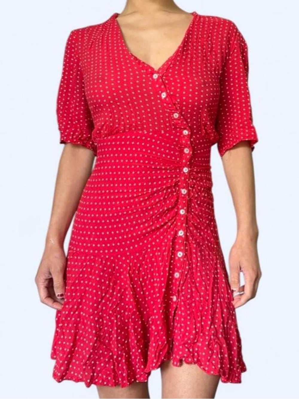 EUC Free People Polka Dot Button-Front Dress